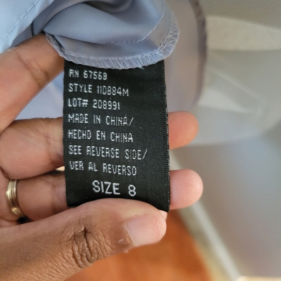 SLNY Women's Navy V-neck Embroidered Lace Sleeveless Formal Dress Size: 8 - Picture 12 of 13